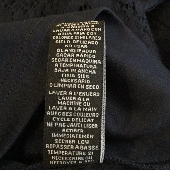 Sharagano Ladies Navy Party Cocktail Dress Lace Sheath Style Size Large - Picture 12 of 16